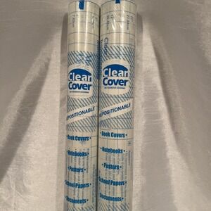 Set of 2 Rolls Con-Tact Paper - Clear Cover Adhesive Covering‎ Removable 18"x20'